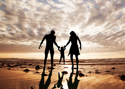 family on beach