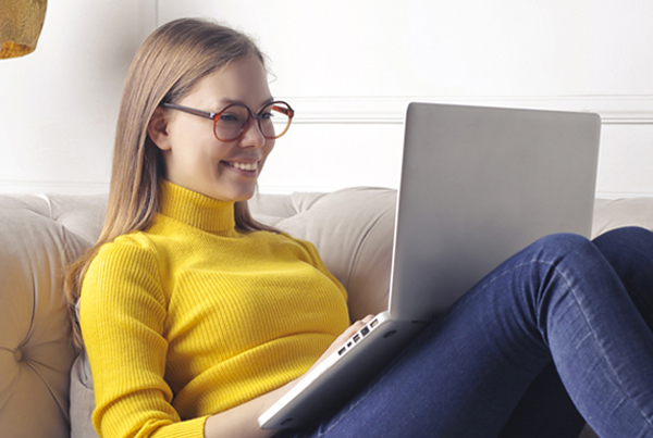 woman using laptop