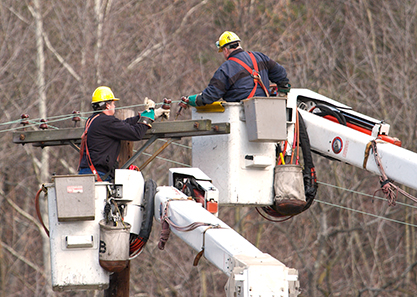 two technicians in buckets 