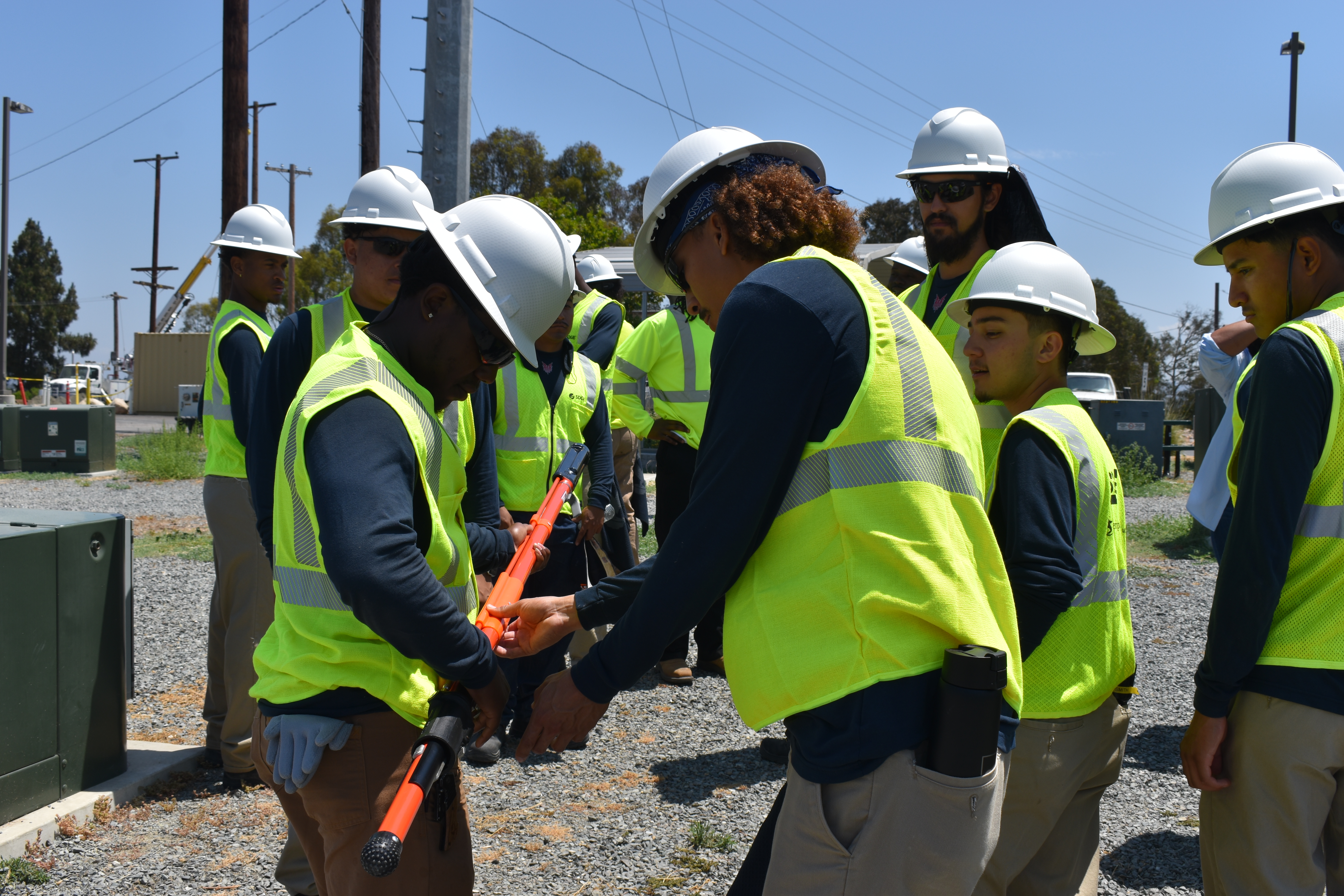 workers wearing heard hats