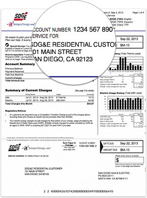 Sample Bill Image Showing Account Number