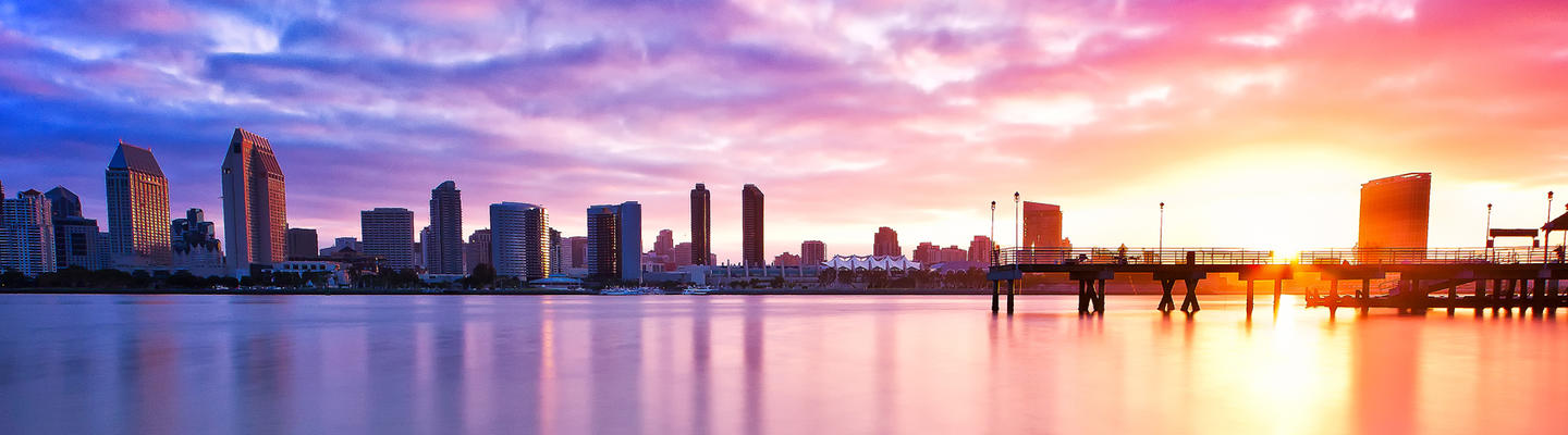 sunset skyline of san diego